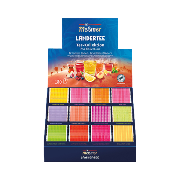 Messmer Laendertee Collection Box, 12 Sorten a 15 Teebeutel, Teebeutel im Kuvert, 435g